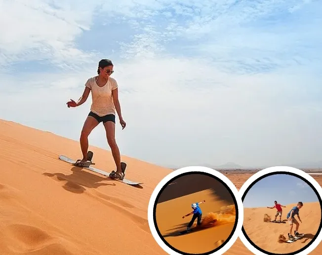 Adventure safari sandboarding in Dubai desert